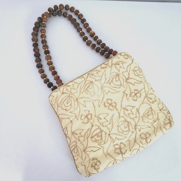 Lisa Brett evening bag mini bag embroidered beaded handle - Picture 1 of 4
